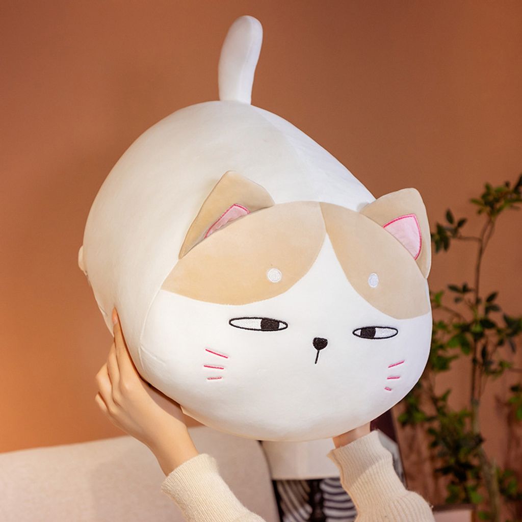 Cute chubby cat plush toy for lounging