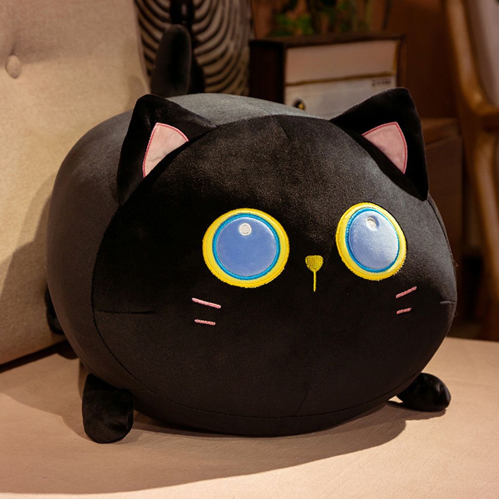 Black chubby cat plush toy