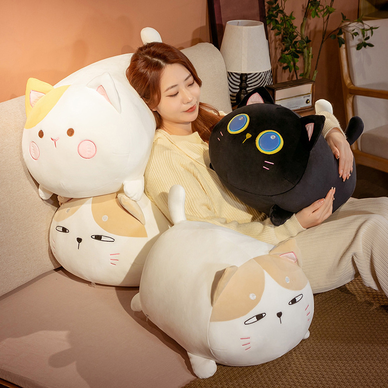 Cute chubby cat plush toy for hugging
