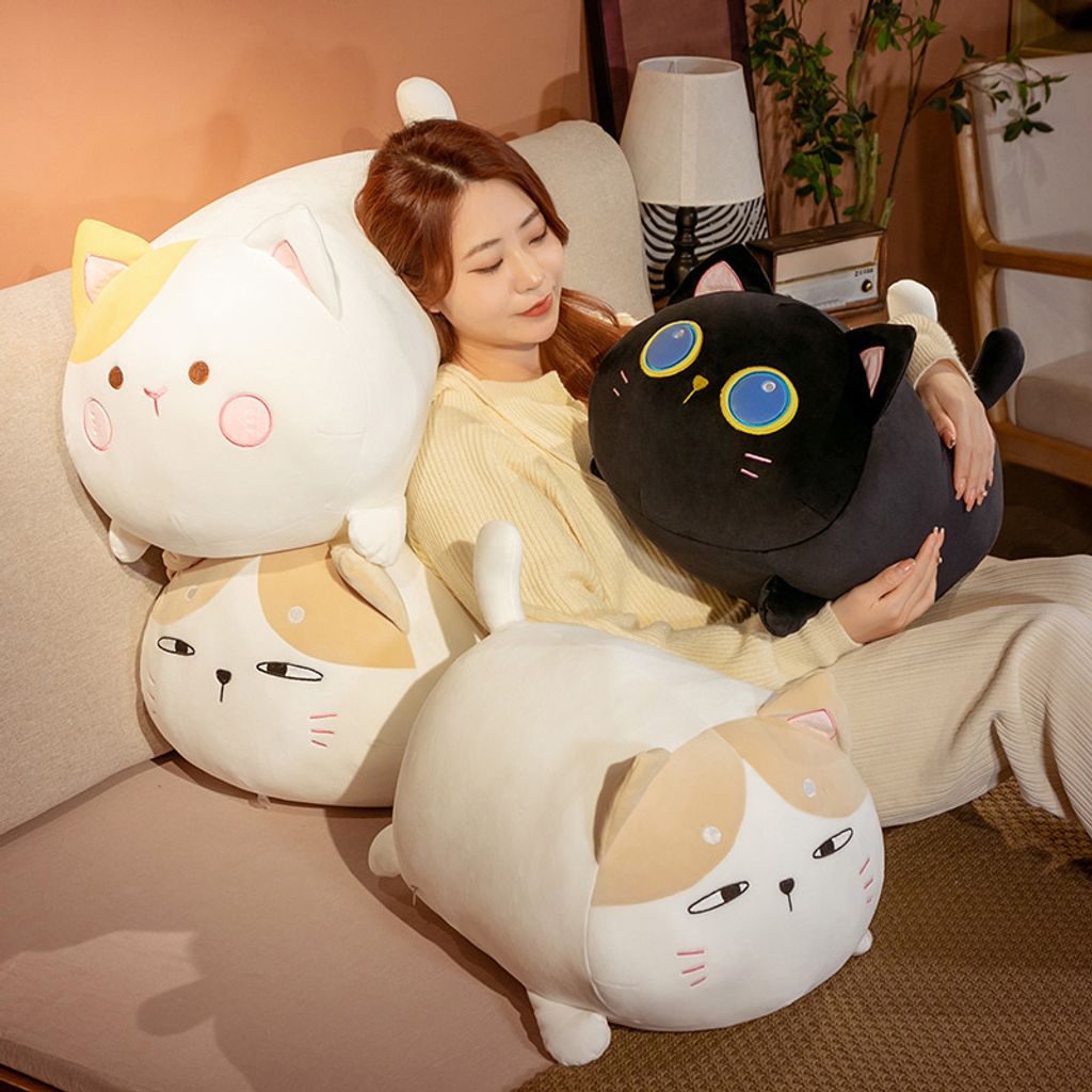 Cute chubby cat plush toy for hugging