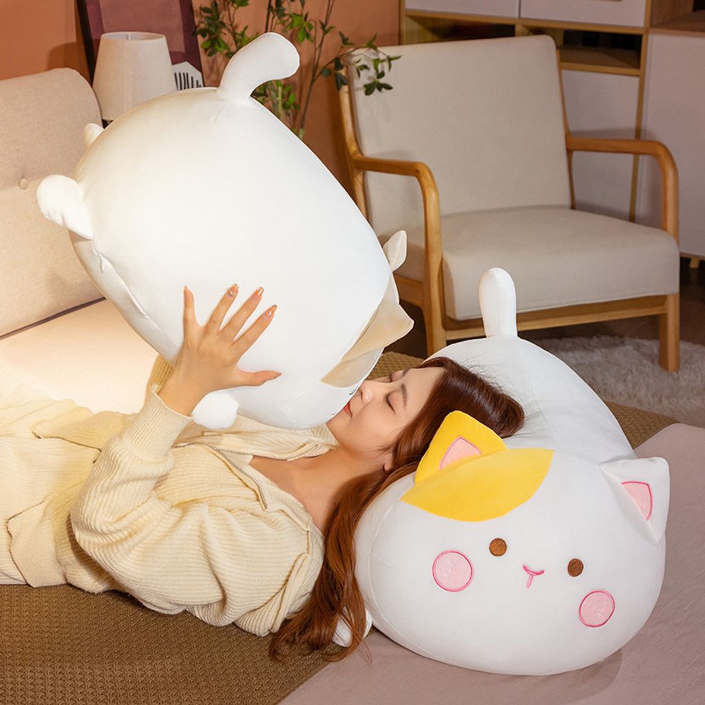 Cute chubby cat plush toy for hugging and lounging
