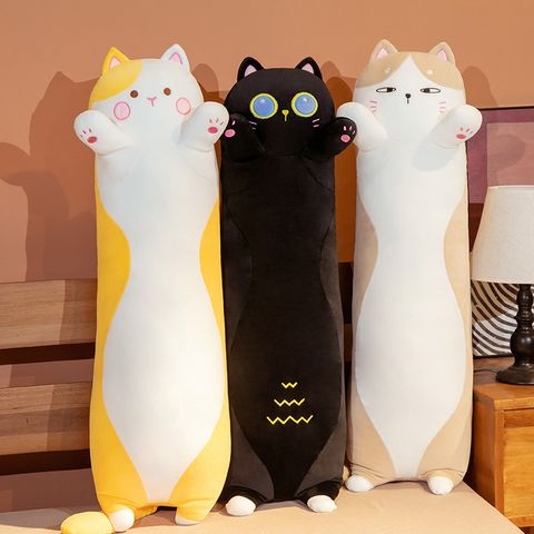 Cute chubby cat long plush pillow