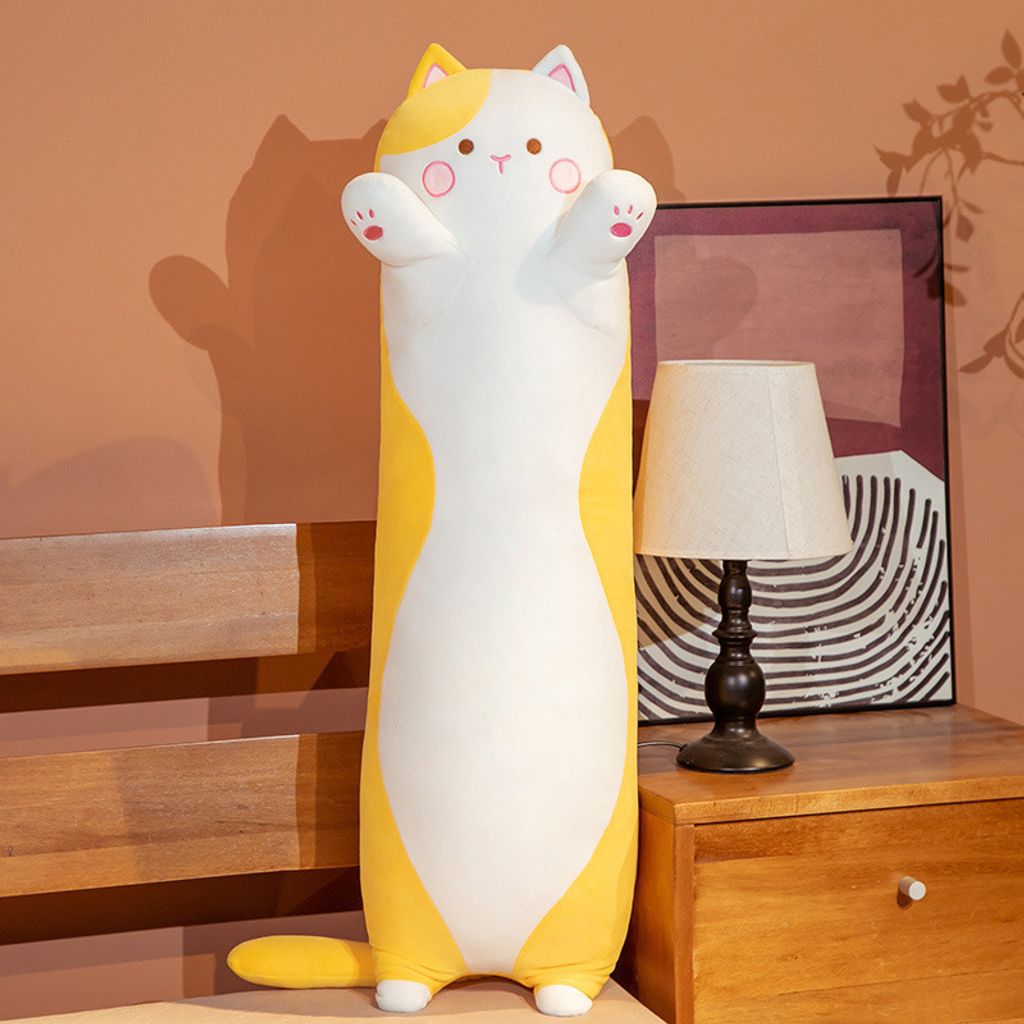 Yellow chubby cat long plush pillow