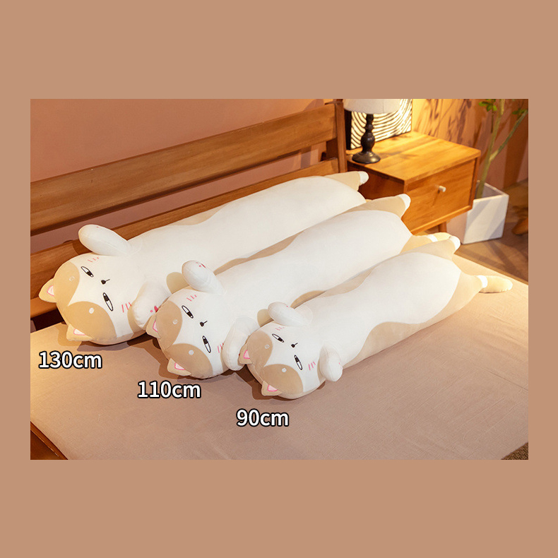 Cute chubby cat long plush pillow size comparison 90cm 110cm 130cm