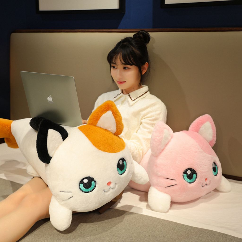 Cat fish plush pillow used for lounging and resting