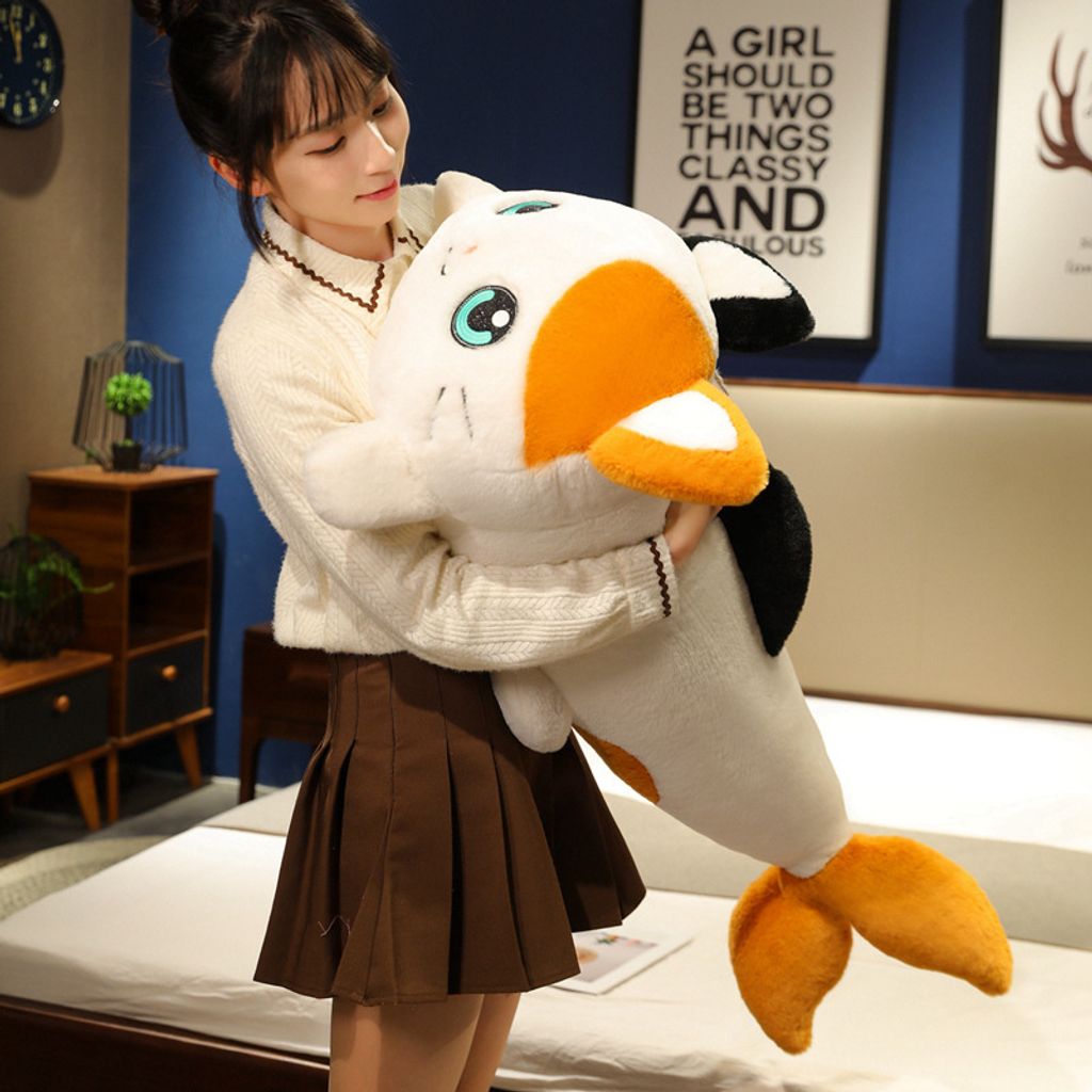 Cat fish plush pillow for relaxing and cozy home use