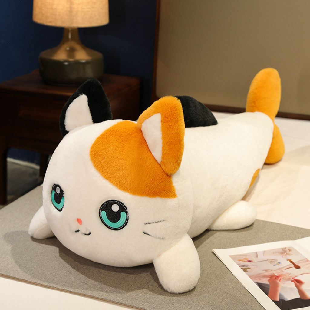 White cat fish plush pillow