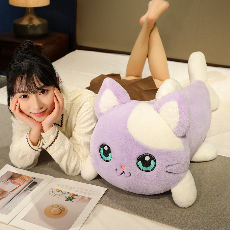 Cat fish plush pillow for hugging and relaxing on bed