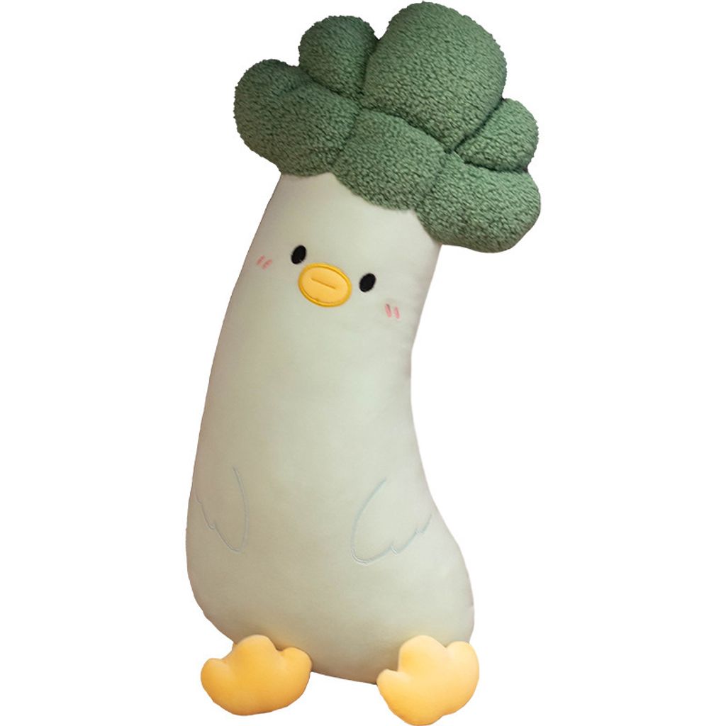 Vegetable chick long plush pillow on white background