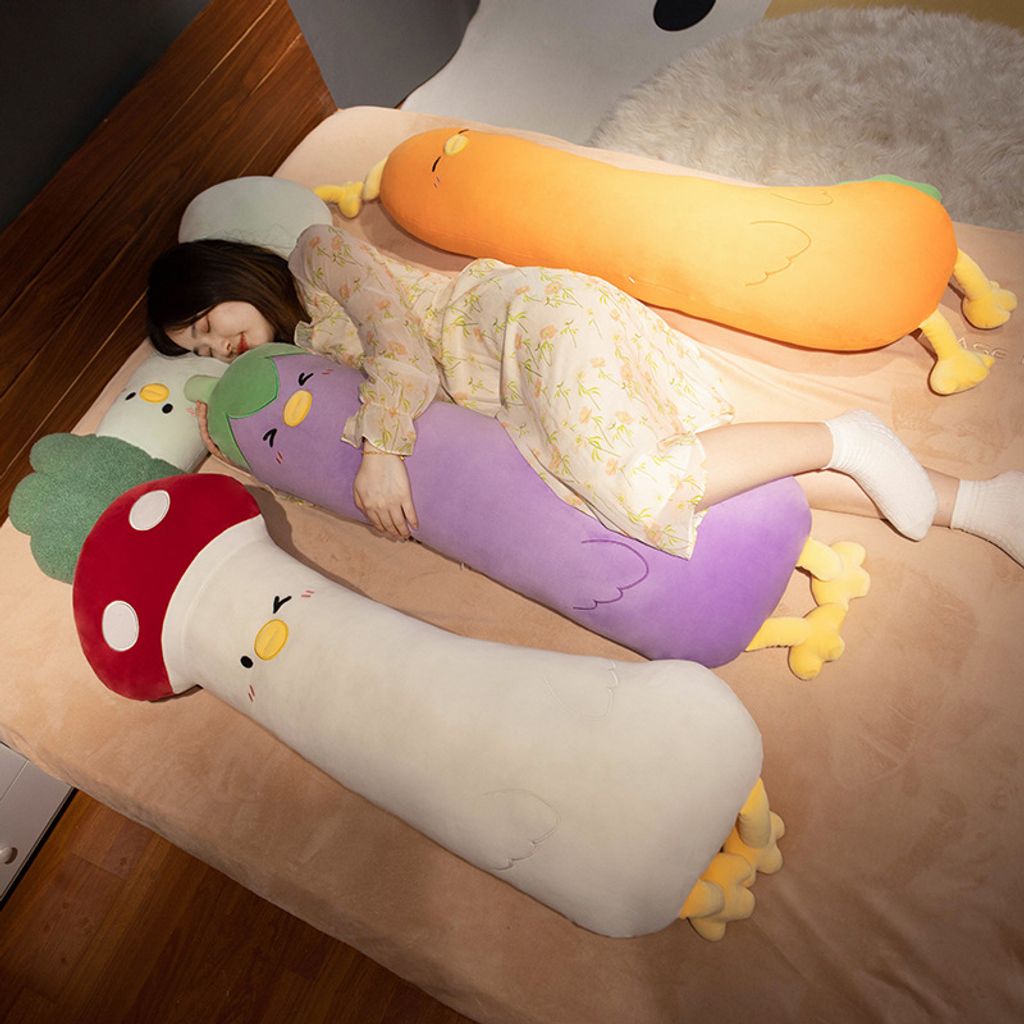 Vegetable chick long plush pillow for hugging and sleeping
