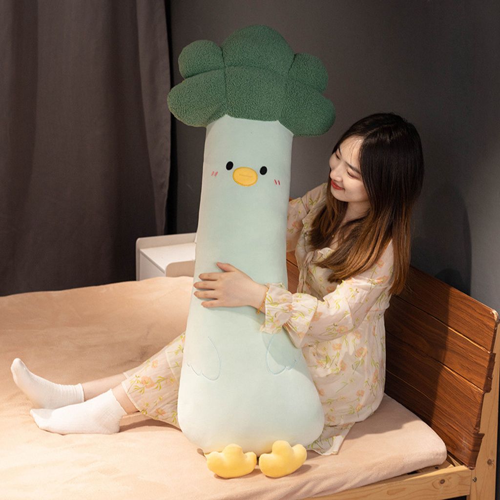 Vegetable chick long plush pillow for hugging and lounging