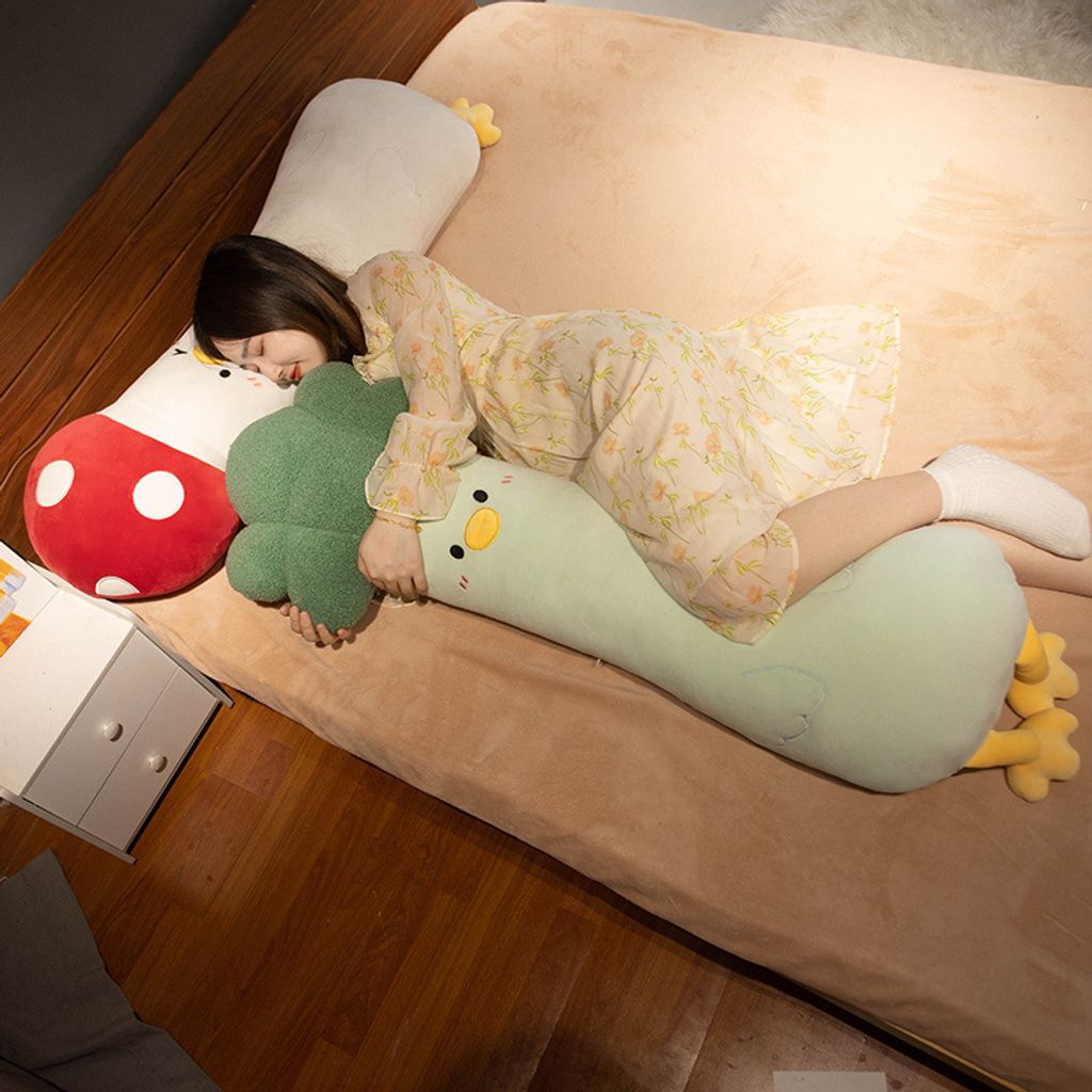 Vegetable chick long plush pillow for hugging and sleeping