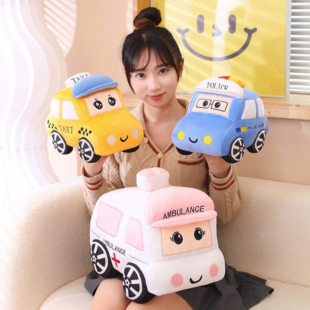 Cartoon car plush toy for hugging and display