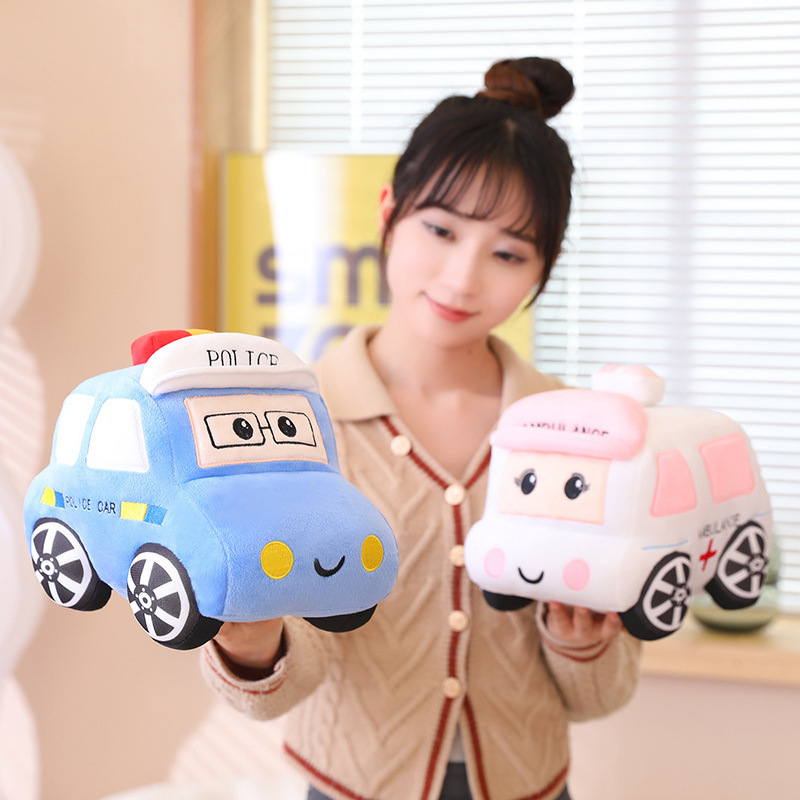 Cartoon car plush toy police car and ambulance designs