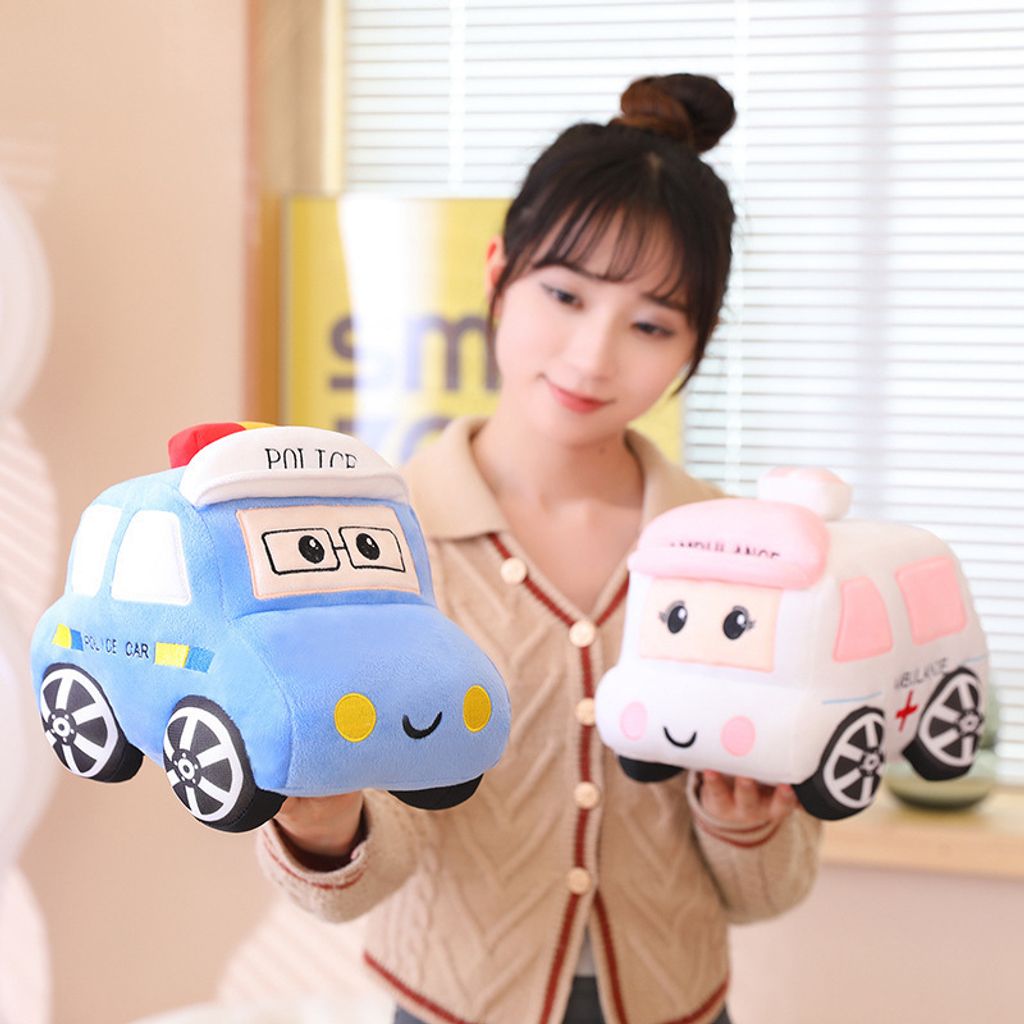 Cartoon car plush toy police car and ambulance designs