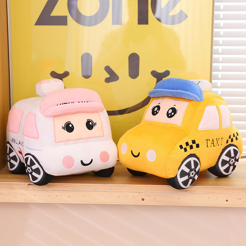Cartoon car plush toy ambulance and taxi designs