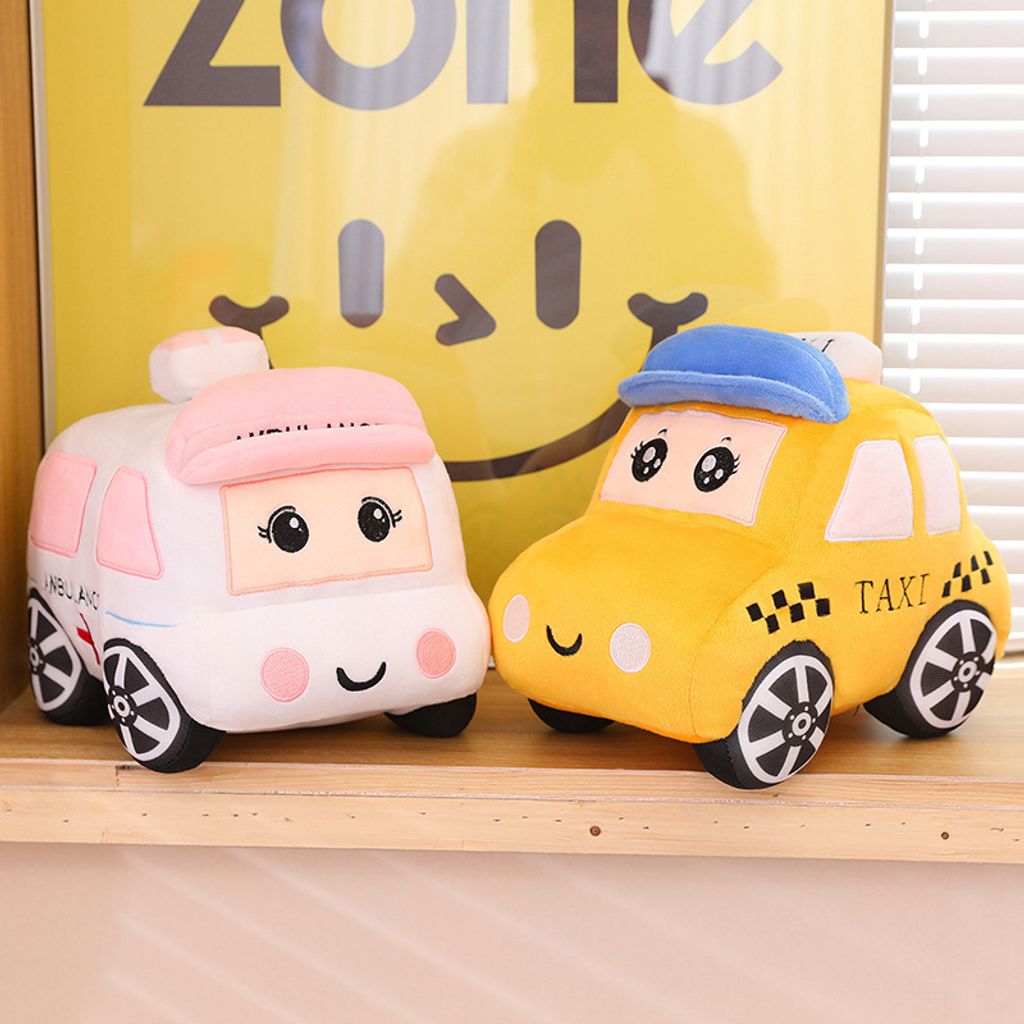 Cartoon car plush toy ambulance and taxi designs