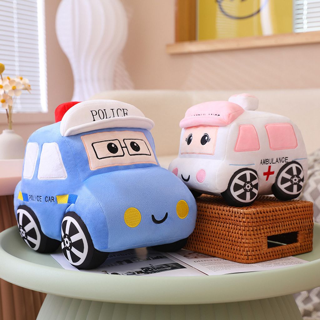 Cartoon car plush toy police car and ambulance designs