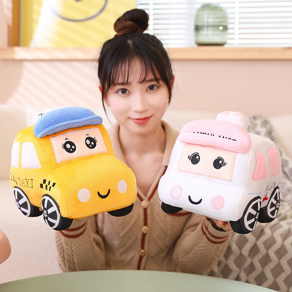 Cartoon car plush toy ambulance and taxi designs