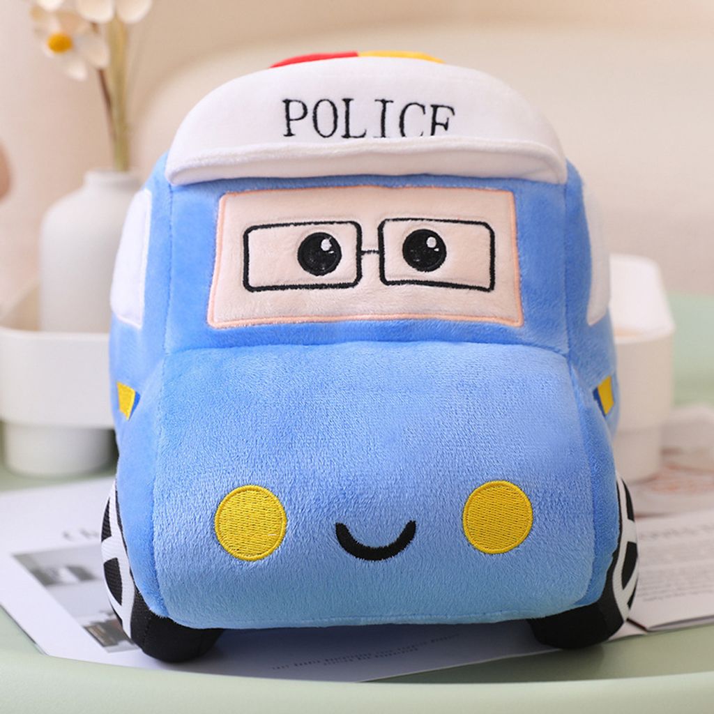 Cartoon police car plush toy front view
