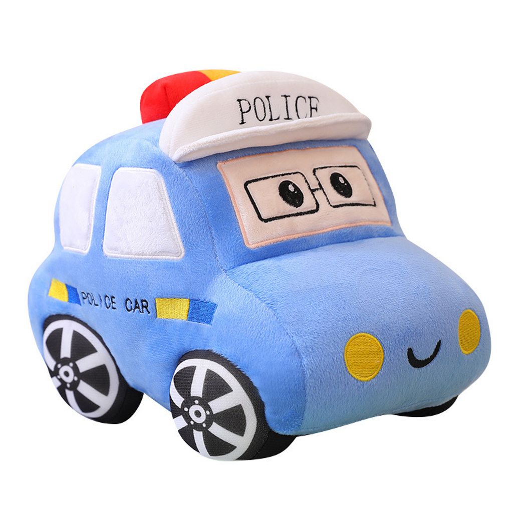 Cartoon car plush toy on white background