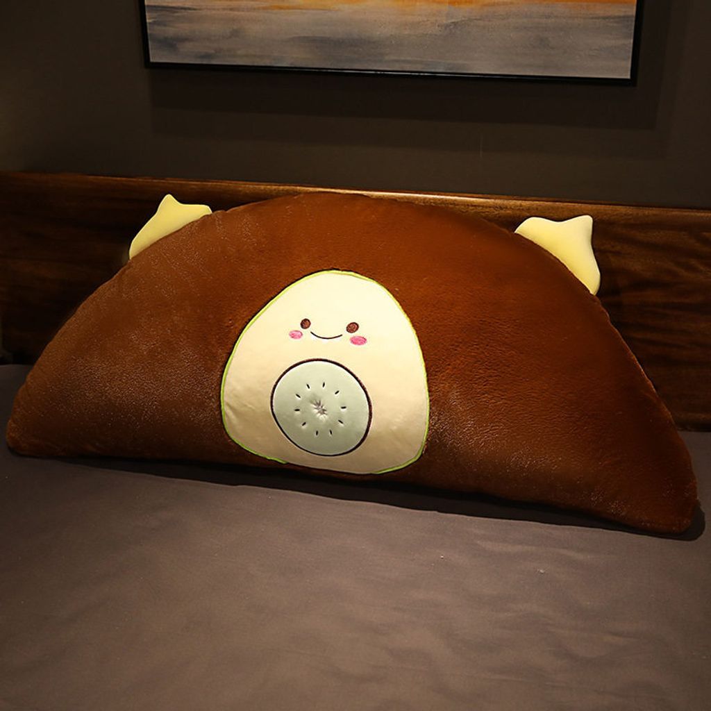 Brown kiwi half fruit plush pillow