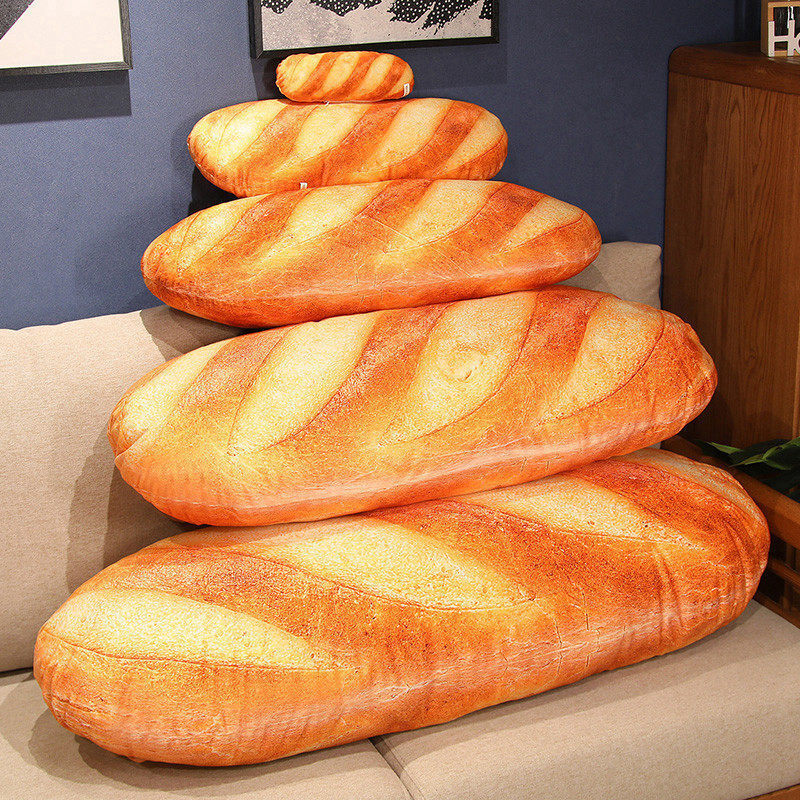 Realistic bread plush pillow size comparison 20cm 50cm 70cm 90cm 100cm