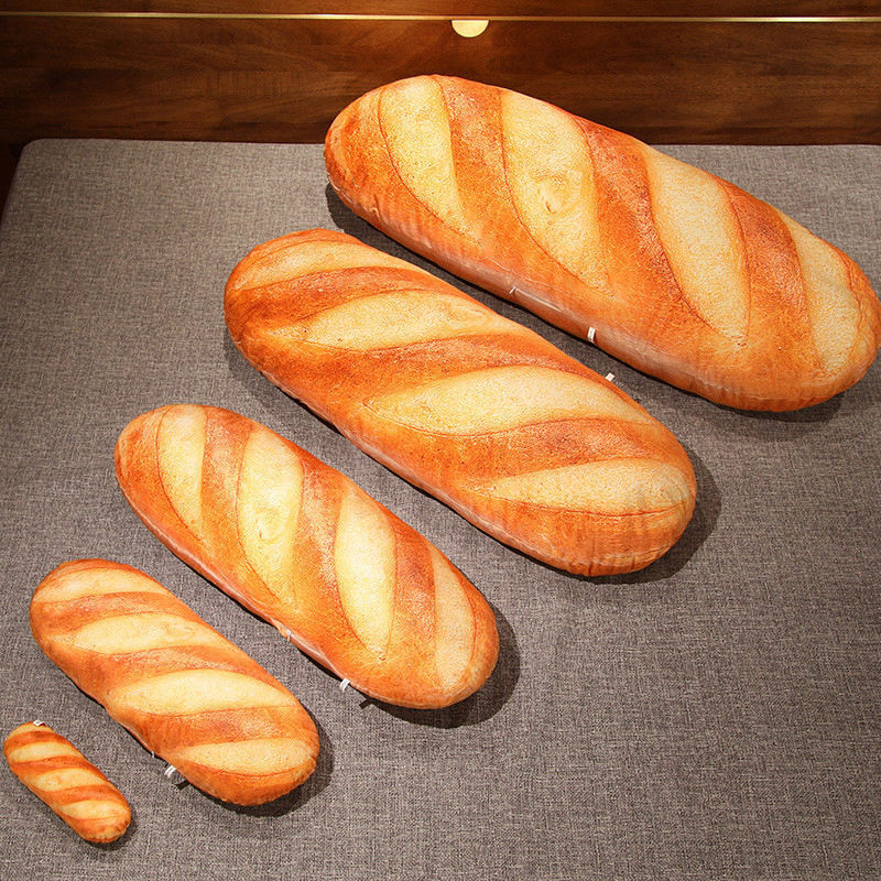 Realistic bread plush pillow size comparison 20cm 50cm 70cm 90cm 100cm