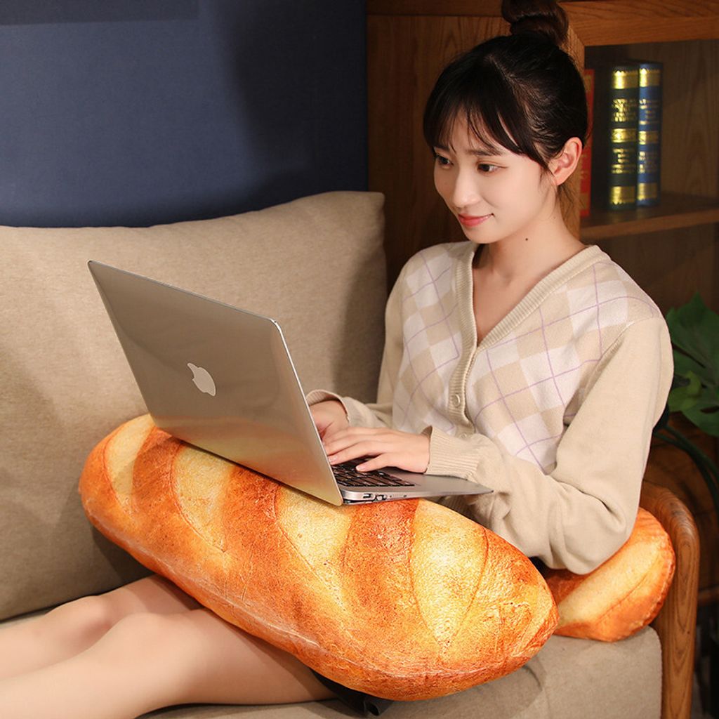 Realistic bread plush pillow used for relaxing and lounging