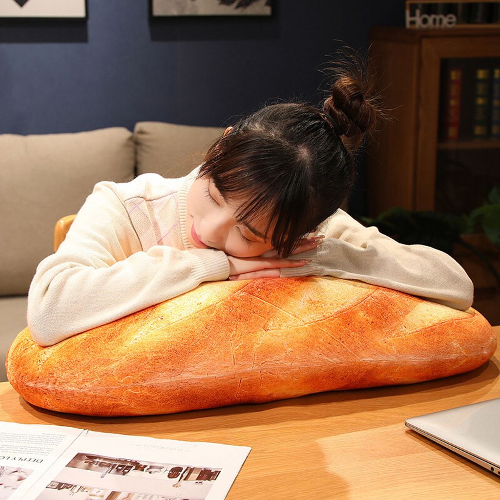 Realistic bread plush pillow used for hugging and relaxing