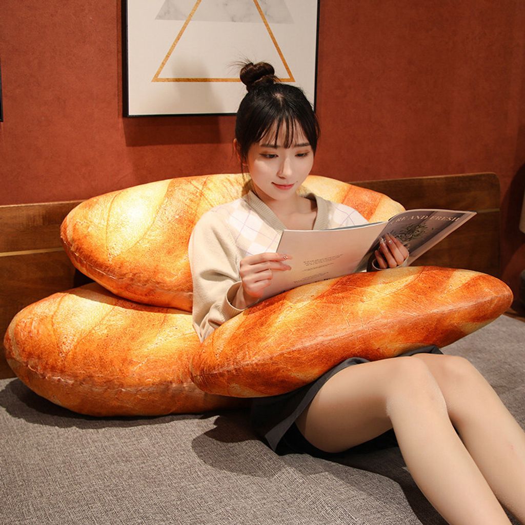 Realistic bread plush pillow used for hugging and relaxing