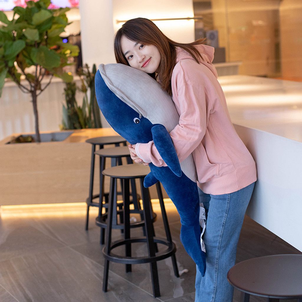 Whale plush pillow for hugging and relaxing