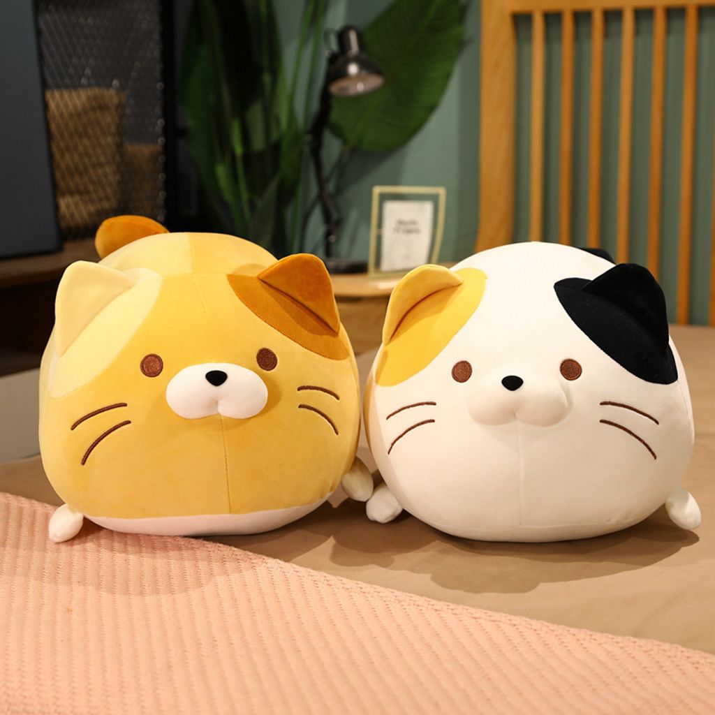 Cute round cat plush toy in two color styles