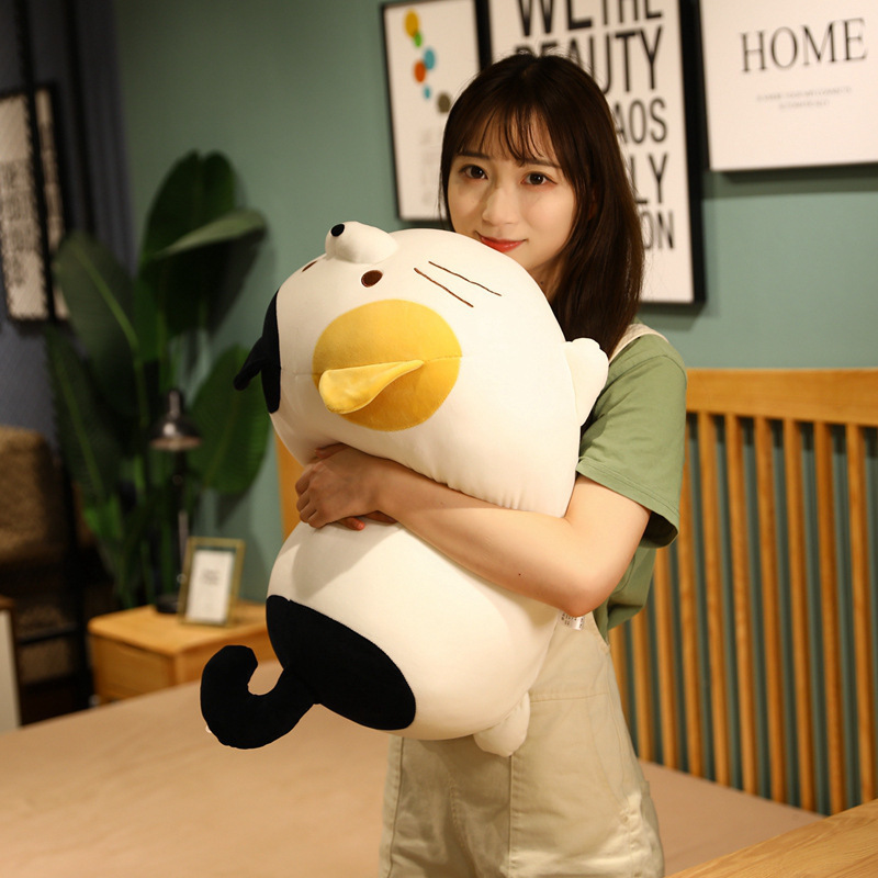 Cute round cat plush toy for hugging and relaxing