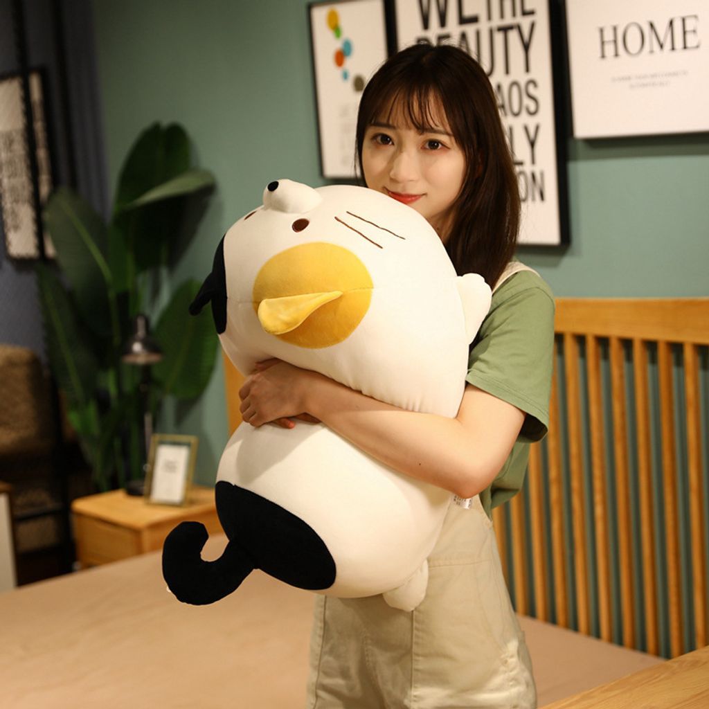 Cute round cat plush toy for hugging and relaxing