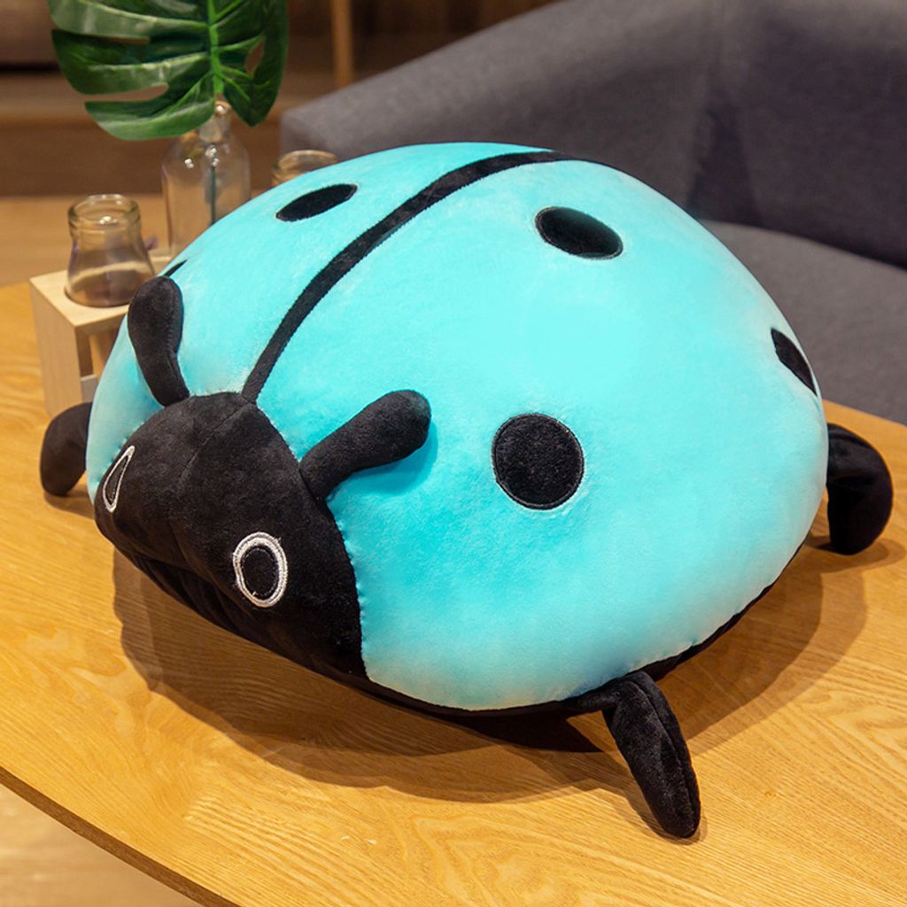 Blue ladybug plush pillow