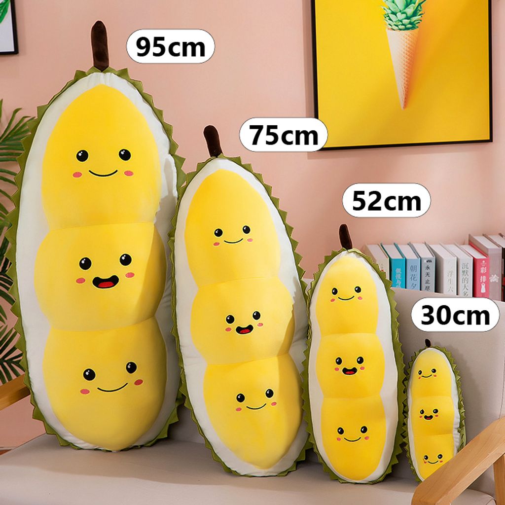 Cute durian plush pillow size comparison 30cm 52cm 75cm 95cm