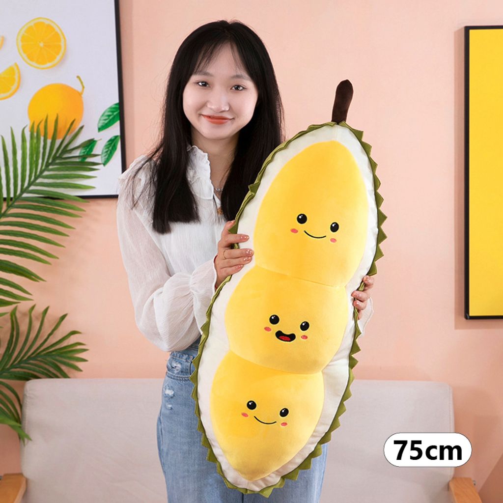 75cm cute durian plush pillow held by person for size reference