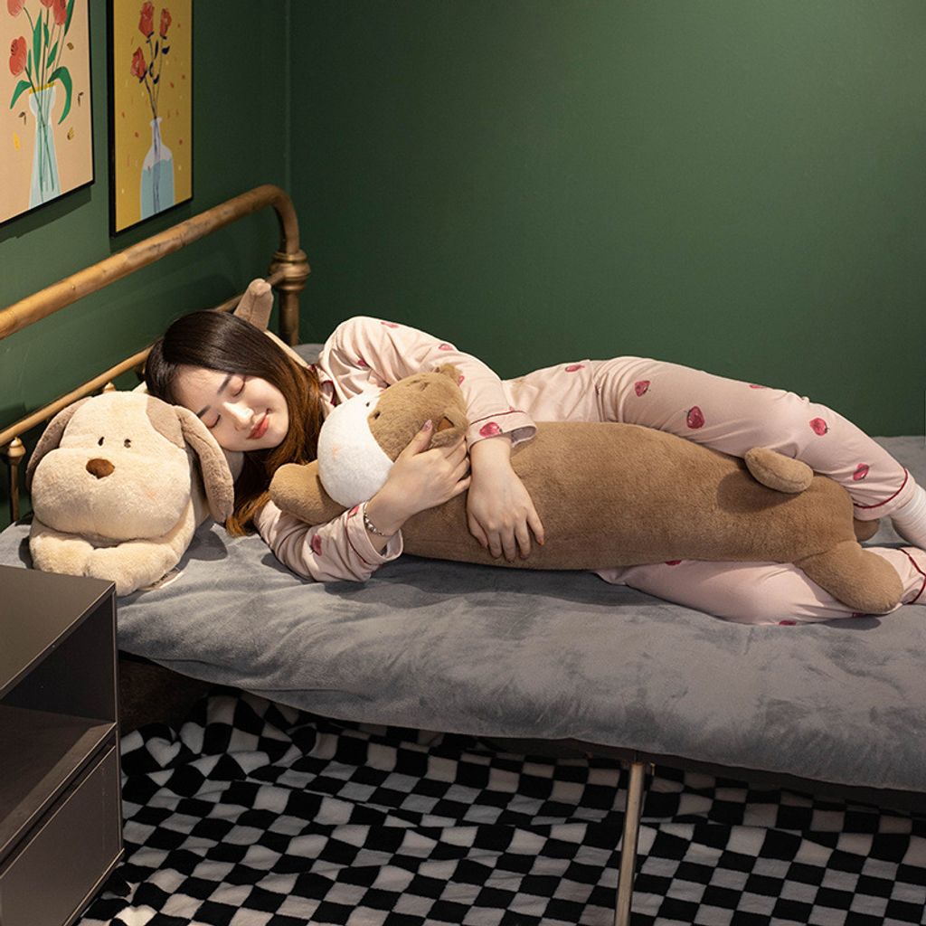 Cute animal lying plush pillow for hugging and sleeping