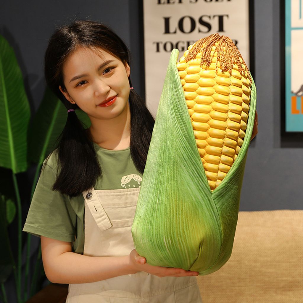 Leaf corn plush pillow with realistic husk design for hugging