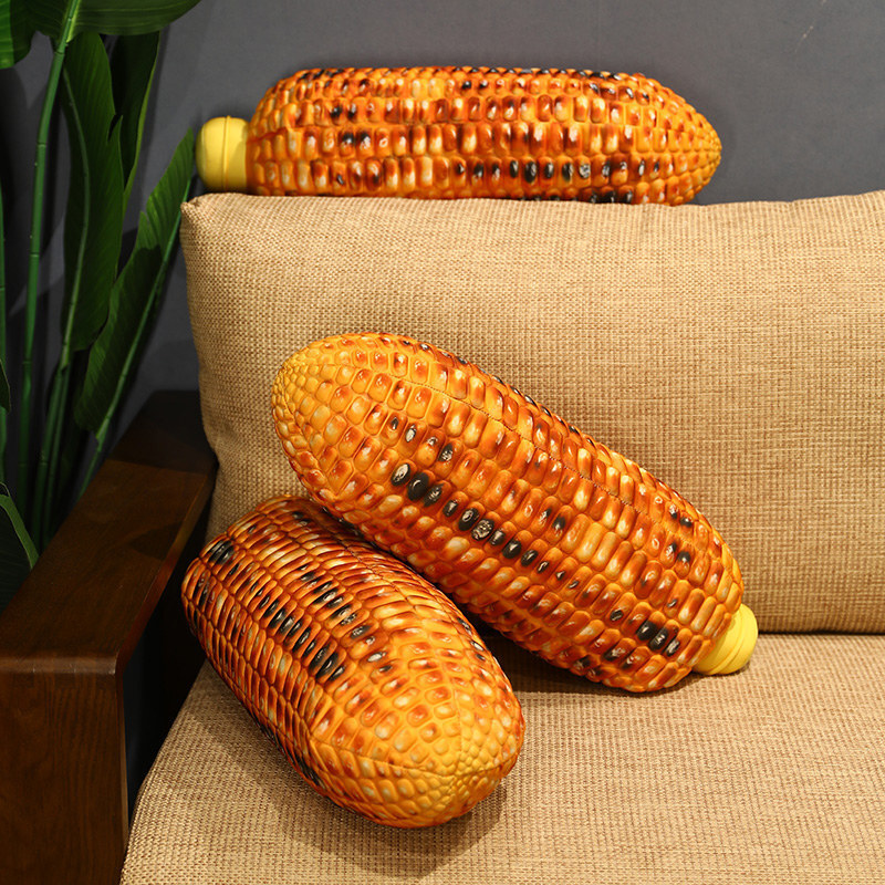 Roasted corn plush pillow on sofa