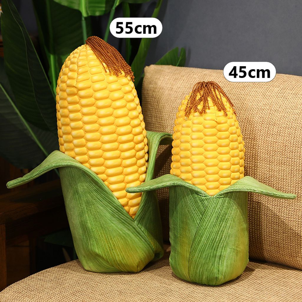 Leaf corn plush pillow size comparison 45cm 55cm