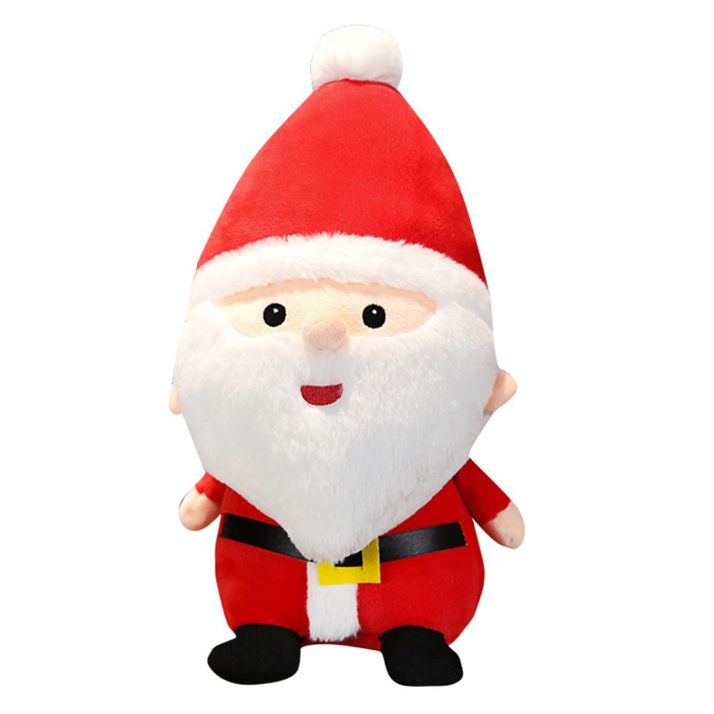 Cute Christmas plush toy featuring Santa Claus on white background