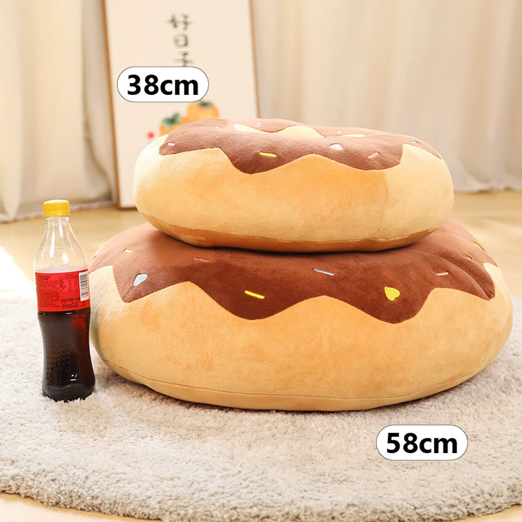 Donut plush pillow size comparison 38cm and 58cm