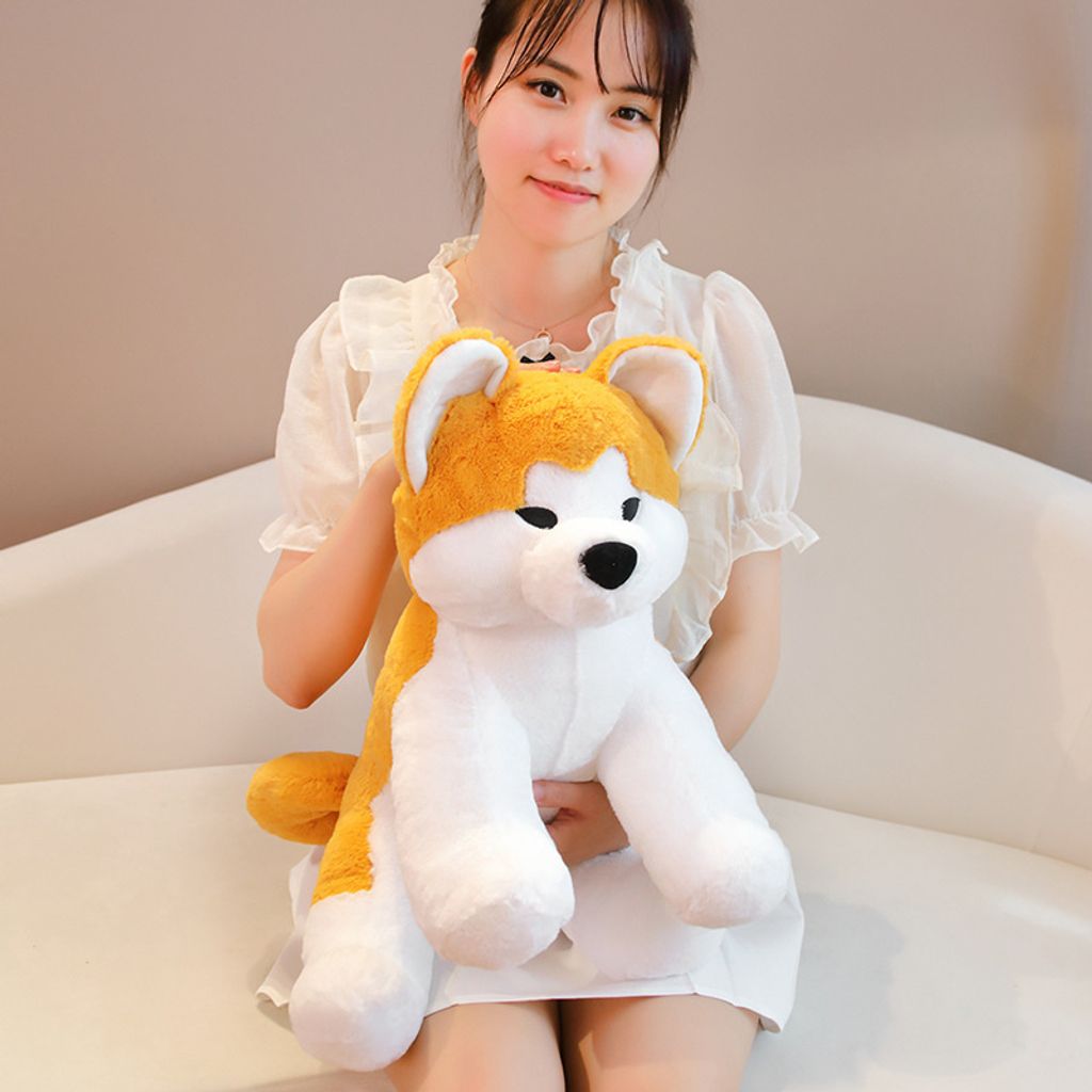 Cute Akita Inu sitting plush toy for hugging