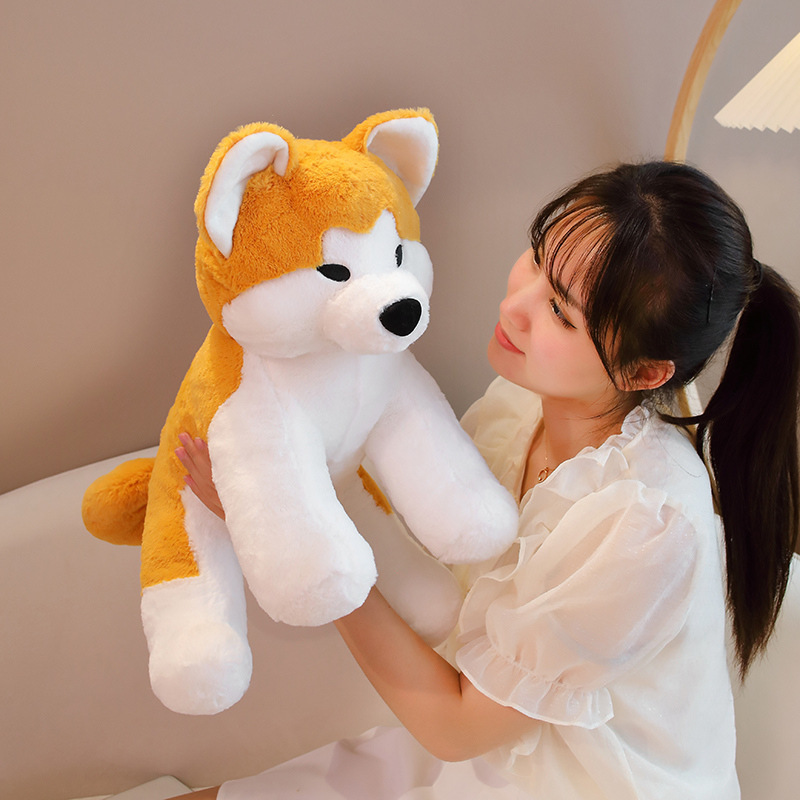 Cute Akita Inu sitting plush toy for lounging