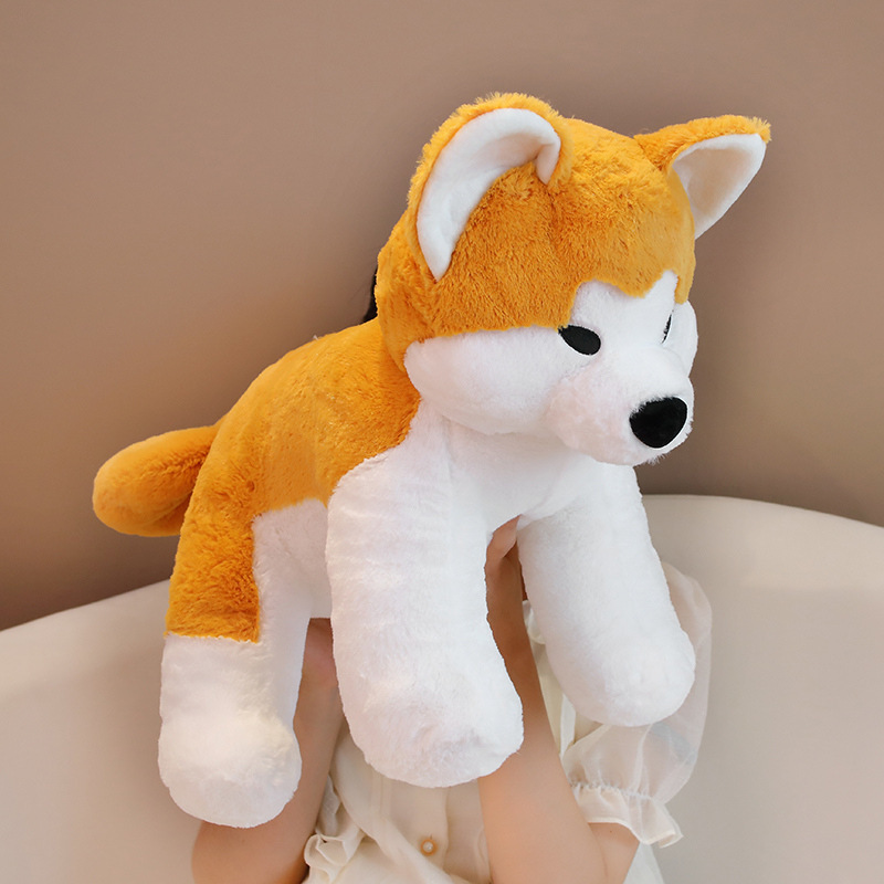 Cute Akita Inu sitting plush toy for lounging
