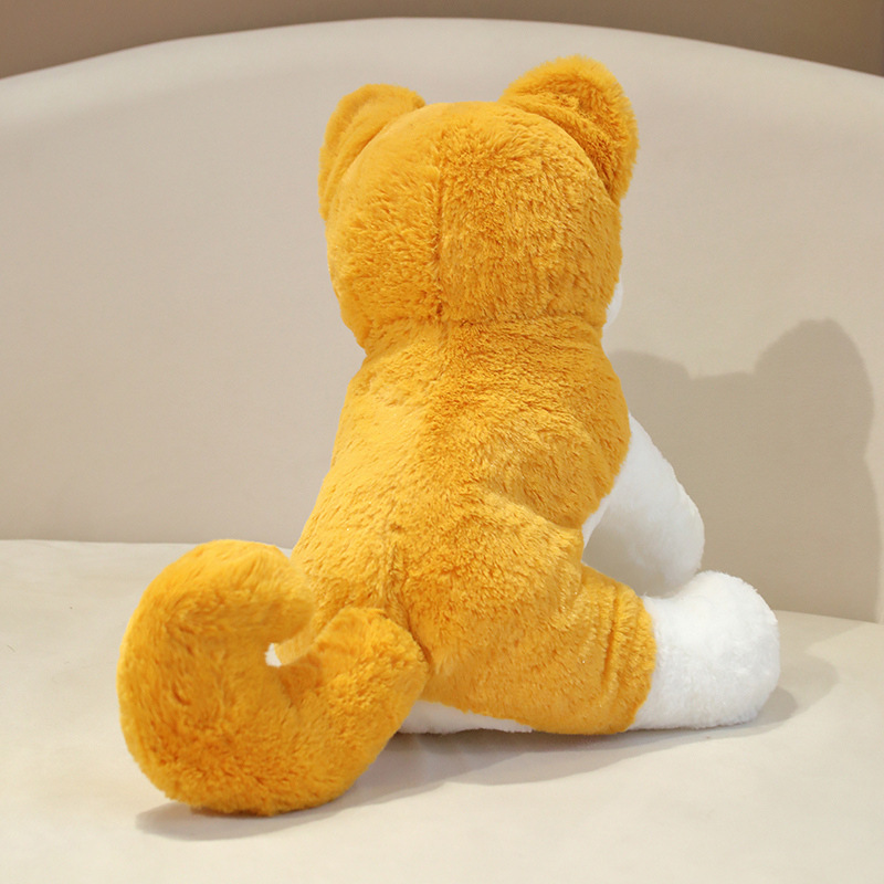 Back view of Akita Inu sitting plush toy