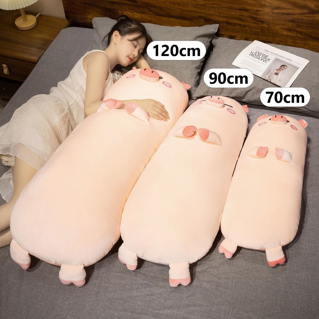 Cute pig long plush pillow size comparison 70cm 90cm 120cm