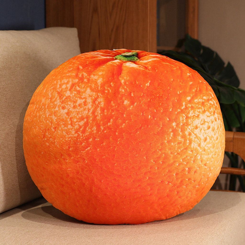 Orange realistic fruit plush pillow